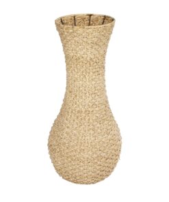 GloboStar® Artificial Garden SANDIAGO 21233 Διακοσμητικό Πλεκτό Καλάθι – Κασπώ Γλάστρα – Flower Pot Μπεζ Π30 x M30 x Υ60cm