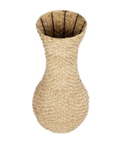 GloboStar® Artificial Garden SANDIAGO 21233 Διακοσμητικό Πλεκτό Καλάθι – Κασπώ Γλάστρα – Flower Pot Μπεζ Π30 x M30 x Υ60cm