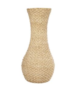 GloboStar® Artificial Garden SANDIAGO 21233 Διακοσμητικό Πλεκτό Καλάθι – Κασπώ Γλάστρα – Flower Pot Μπεζ Π30 x M30 x Υ60cm