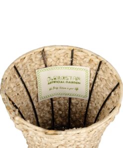 GloboStar® Artificial Garden SANDIAGO 21233 Διακοσμητικό Πλεκτό Καλάθι – Κασπώ Γλάστρα – Flower Pot Μπεζ Π30 x M30 x Υ60cm