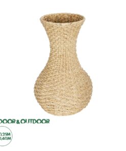 GloboStar® Artificial Garden SANDIAGO 21234 Διακοσμητικό Πλεκτό Καλάθι – Κασπώ Γλάστρα – Flower Pot Μπεζ Π25 x M25 x x Υ40cm