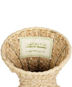 GloboStar® Artificial Garden SANDIAGO 21234 Διακοσμητικό Πλεκτό Καλάθι – Κασπώ Γλάστρα – Flower Pot Μπεζ Π25 x M25 x x Υ40cm