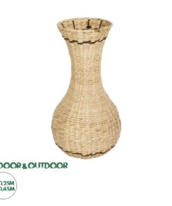 GloboStar® Artificial Garden MONACO 21236 Διακοσμητικό Πλεκτό Καλάθι – Κασπώ Γλάστρα – Flower Pot Μπεζ με Καφέ Π25 x M25 x Υ45cm