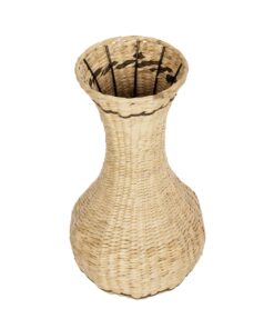 GloboStar® Artificial Garden MONACO 21236 Διακοσμητικό Πλεκτό Καλάθι – Κασπώ Γλάστρα – Flower Pot Μπεζ με Καφέ Π25 x M25 x Υ45cm