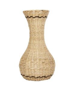 GloboStar® Artificial Garden MONACO 21236 Διακοσμητικό Πλεκτό Καλάθι – Κασπώ Γλάστρα – Flower Pot Μπεζ με Καφέ Π25 x M25 x Υ45cm