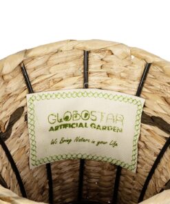 GloboStar® Artificial Garden MONACO 21236 Διακοσμητικό Πλεκτό Καλάθι – Κασπώ Γλάστρα – Flower Pot Μπεζ με Καφέ Π25 x M25 x Υ45cm