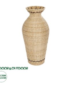 GloboStar® Artificial Garden MONTPELLIER 21237 Διακοσμητικό Πλεκτό Καλάθι – Κασπώ Γλάστρα – Flower Pot Μπεζ με Καφέ Π28 x M28 x Υ60cm