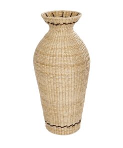 GloboStar® Artificial Garden MONTPELLIER 21237 Διακοσμητικό Πλεκτό Καλάθι – Κασπώ Γλάστρα – Flower Pot Μπεζ με Καφέ Π28 x M28 x Υ60cm