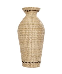 GloboStar® Artificial Garden MONTPELLIER 21237 Διακοσμητικό Πλεκτό Καλάθι – Κασπώ Γλάστρα – Flower Pot Μπεζ με Καφέ Π28 x M28 x Υ60cm