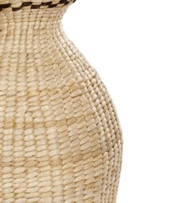 GloboStar® Artificial Garden MONTPELLIER 21237 Διακοσμητικό Πλεκτό Καλάθι – Κασπώ Γλάστρα – Flower Pot Μπεζ με Καφέ Π28 x M28 x Υ60cm