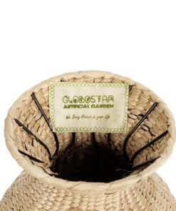 GloboStar® Artificial Garden MONTPELLIER 21237 Διακοσμητικό Πλεκτό Καλάθι – Κασπώ Γλάστρα – Flower Pot Μπεζ με Καφέ Π28 x M28 x Υ60cm