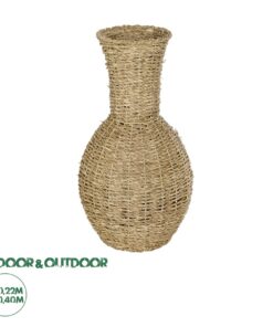 GloboStar® Artificial Garden MAUI 21242 Διακοσμητικό Πλεκτό Καλάθι – Κασπώ Γλάστρα – Flower Pot Μπεζ Π22 x M22 x Υ40cm