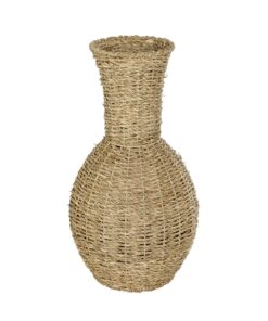 GloboStar® Artificial Garden MAUI 21242 Διακοσμητικό Πλεκτό Καλάθι – Κασπώ Γλάστρα – Flower Pot Μπεζ Π22 x M22 x Υ40cm