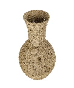 GloboStar® Artificial Garden MAUI 21242 Διακοσμητικό Πλεκτό Καλάθι – Κασπώ Γλάστρα – Flower Pot Μπεζ Π22 x M22 x Υ40cm