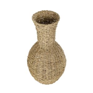 GloboStar® Artificial Garden MAUI 21242 Διακοσμητικό Πλεκτό Καλάθι – Κασπώ Γλάστρα – Flower Pot Μπεζ Π22 x M22 x Υ40cm