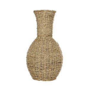 GloboStar® Artificial Garden MAUI 21242 Διακοσμητικό Πλεκτό Καλάθι – Κασπώ Γλάστρα – Flower Pot Μπεζ Π22 x M22 x Υ40cm