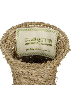 GloboStar® Artificial Garden MAUI 21242 Διακοσμητικό Πλεκτό Καλάθι – Κασπώ Γλάστρα – Flower Pot Μπεζ Π22 x M22 x Υ40cm