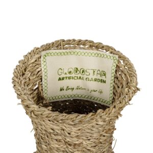 GloboStar® Artificial Garden MAUI 21242 Διακοσμητικό Πλεκτό Καλάθι – Κασπώ Γλάστρα – Flower Pot Μπεζ Π22 x M22 x Υ40cm