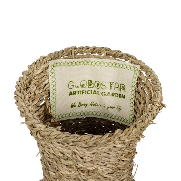GloboStar® Artificial Garden MAUI 21242 Διακοσμητικό Πλεκτό Καλάθι – Κασπώ Γλάστρα – Flower Pot Μπεζ Π22 x M22 x Υ40cm
