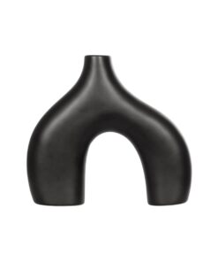 GloboStar® Artificial Garden TOLEDO 21249 Διακοσμητικό Κεραμικό Βάζo Μαύρο Π27 x Μ6 x Υ24 cm