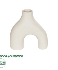 GloboStar® Artificial Garden TOLEDO 21250 Διακοσμητικό Κεραμικό Βάζo Μπεζ Π23 x Μ10 x Υ24 cm