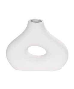 GloboStar® Artificial Garden HORIZON 21253 Διακοσμητικό Κεραμικό Βάζo Λευκό Π18 x Μ6 x Υ15 cm