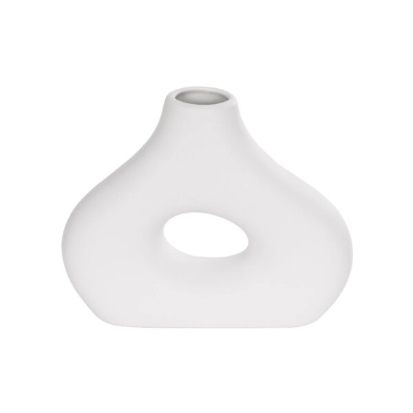 GloboStar® Artificial Garden HORIZON 21253 Διακοσμητικό Κεραμικό Βάζo Λευκό Π18 x Μ6 x Υ15 cm