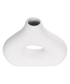 GloboStar® Artificial Garden HORIZON 21253 Διακοσμητικό Κεραμικό Βάζo Λευκό Π18 x Μ6 x Υ15 cm