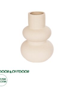 GloboStar® Artificial Garden QUARTZ 21254 Διακοσμητικό Κεραμικό Βάζo Μπεζ Π15 x Μ15 x Υ20 cm