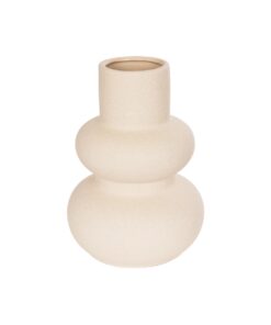 GloboStar® Artificial Garden QUARTZ 21254 Διακοσμητικό Κεραμικό Βάζo Μπεζ Π15 x Μ15 x Υ20 cm