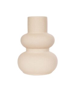 GloboStar® Artificial Garden QUARTZ 21254 Διακοσμητικό Κεραμικό Βάζo Μπεζ Π15 x Μ15 x Υ20 cm