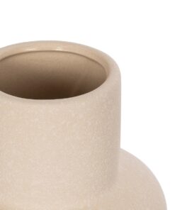 GloboStar® Artificial Garden QUARTZ 21254 Διακοσμητικό Κεραμικό Βάζo Μπεζ Π15 x Μ15 x Υ20 cm