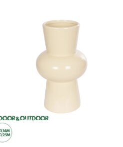 GloboStar® Artificial Garden DESERT 21258 Διακοσμητικό Κεραμικό Βάζo Μπεζ Π14 x Μ14 x Υ25 cm