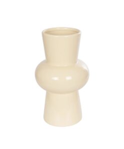 GloboStar® Artificial Garden DESERT 21258 Διακοσμητικό Κεραμικό Βάζo Μπεζ Π14 x Μ14 x Υ25 cm