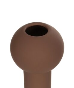 GloboStar® Artificial Garden COSTA RICA 21260 Διακοσμητικό Κεραμικό Βάζo Καφέ Π10 x Μ10 x Υ21cm