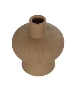 GloboStar® Artificial Garden CORNEOL 21262 Διακοσμητικό Κεραμικό Βάζo Καφέ Π17 x Μ17 x Υ20cm