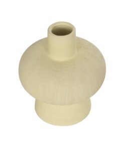 GloboStar® Artificial Garden ICEBERG 21263 Διακοσμητικό Κεραμικό Βάζo Μπεζ Π17 x Μ17 x Υ20cm