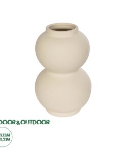 GloboStar® Artificial Garden PEARL 21265 Διακοσμητικό Κεραμικό Βάζo Μπεζ Π13 x Μ13 x Υ21cm