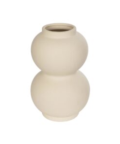 GloboStar® Artificial Garden PEARL 21265 Διακοσμητικό Κεραμικό Βάζo Μπεζ Π13 x Μ13 x Υ21cm