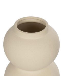 GloboStar® Artificial Garden PEARL 21265 Διακοσμητικό Κεραμικό Βάζo Μπεζ Π13 x Μ13 x Υ21cm