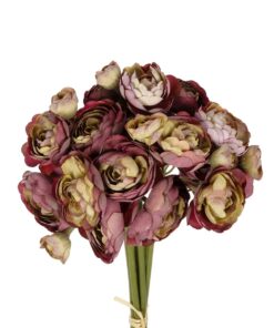 GloboStar® Artificial Garden PINK CAMELA BOUQUET 21299 Τεχνητό Διακοσμητικό Μπουκέτο Ρόζ Καμέλια Y37cm
