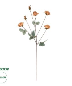 GloboStar® Artificial Garden PINK ROSE BRANCH 21302 Τεχνητό Διακοσμητικό Κλαδί Τριαντάφυλλα Ροζ Y80cm