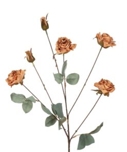 GloboStar® Artificial Garden PINK ROSE BRANCH 21302 Τεχνητό Διακοσμητικό Κλαδί Τριαντάφυλλα Ροζ Y80cm