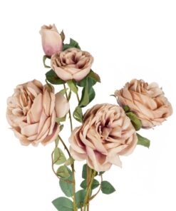 GloboStar® Artificial Garden OLD PINK ROSE BRANCH 21304 Τεχνητό Διακοσμητικό Κλαδί Τριαντάφυλλα Ροζ Y82cm