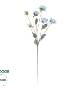 GloboStar® Artificial Garden SKY BLUE PAEONIA BRANCH 21306 Τεχνητό Διακοσμητικό Κλαδί Παιώνιας Μπλέ Y82cm