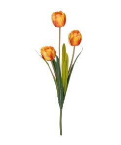 GloboStar® Artificial Garden ORANGE TULIP BRANCH 21308 Τεχνητό Διακοσμητικό Κλαδί Πορτοκαλί Τουλίπα Y48cm