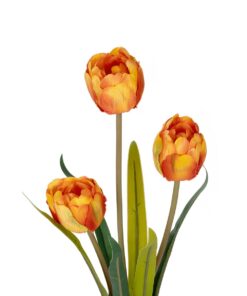 GloboStar® Artificial Garden ORANGE TULIP BRANCH 21308 Τεχνητό Διακοσμητικό Κλαδί Πορτοκαλί Τουλίπα Y48cm