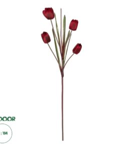 GloboStar® Artificial Garden RED TULIP BRANCH 21309 Τεχνητό Διακοσμητικό Κλαδί Κόκκινη Τουλίπα Y100cm