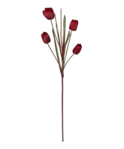 GloboStar® Artificial Garden RED TULIP BRANCH 21309 Τεχνητό Διακοσμητικό Κλαδί Κόκκινη Τουλίπα Y100cm