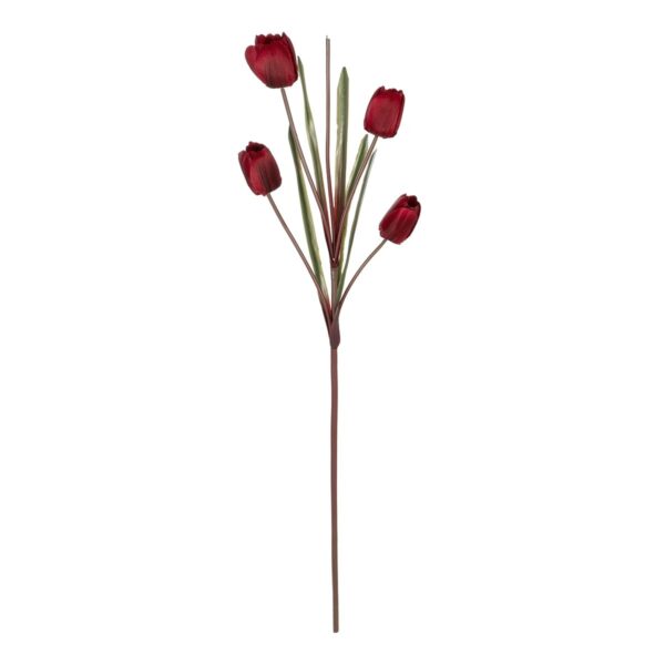 GloboStar® Artificial Garden RED TULIP BRANCH 21309 Τεχνητό Διακοσμητικό Κλαδί Κόκκινη Τουλίπα Y100cm